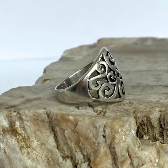 Sterling Silver 925 0.69" Wide Scrollwork Celtic Style Band Ring Size 7.25 - Picture 16 of 16